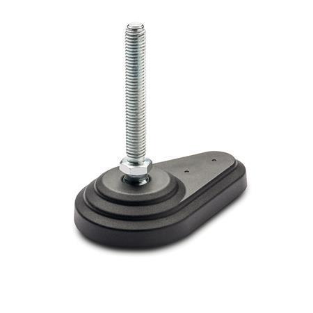 Otto Ganter Levelling Feet Threaded Stud Steel Zinc Plated Foot Plastic, GN 445